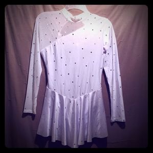 iEFiEL White Rhinestone Figure Skating Dress SzM